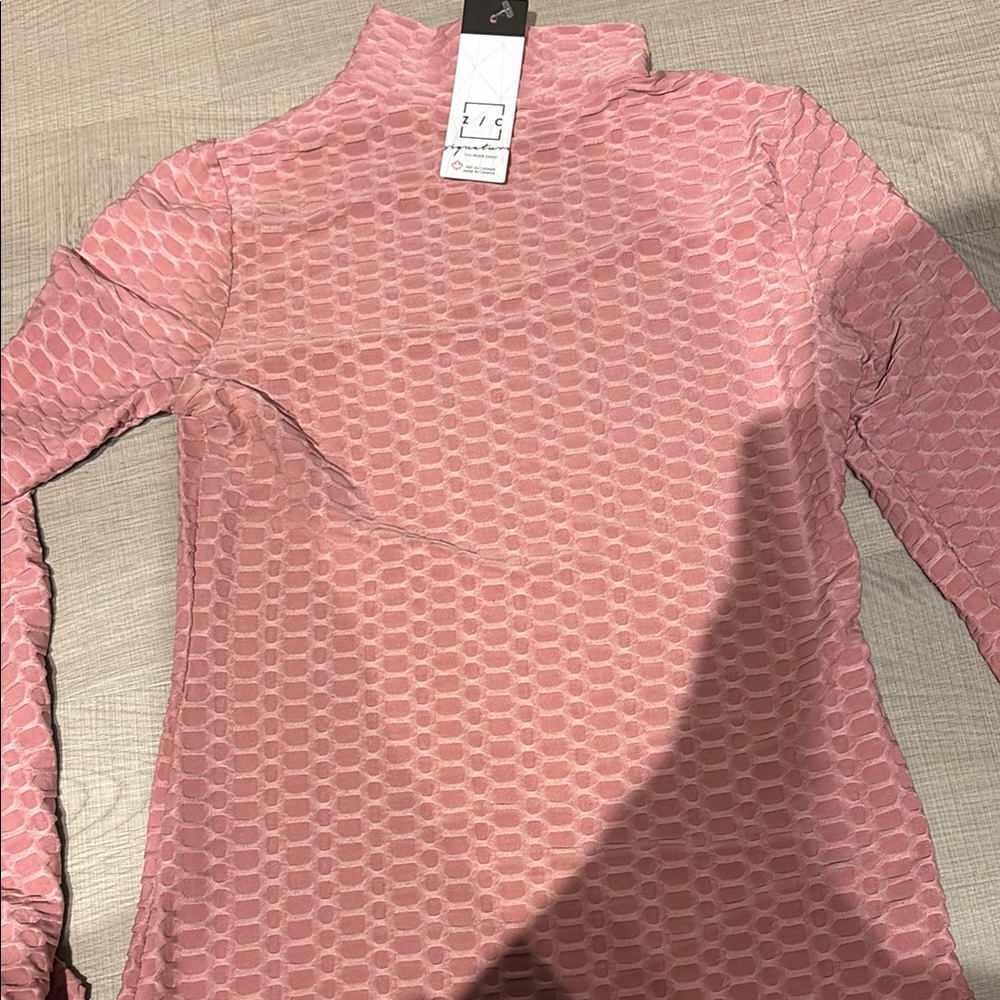 Pink Textured Long Sleeve Top